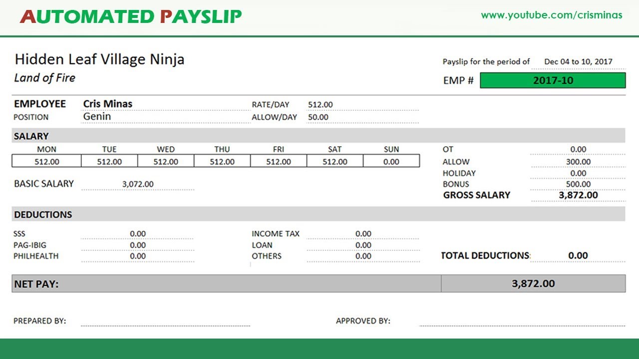 Payslip Template Free Download Excel - jenolto